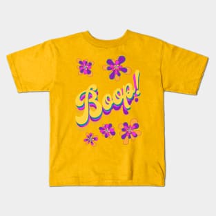 Boop! with psychedelic flowers retro color scheme Kids T-Shirt